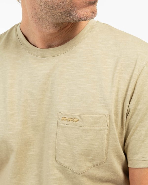 T-shirt uni manches courtes poche poitrine en coton vert