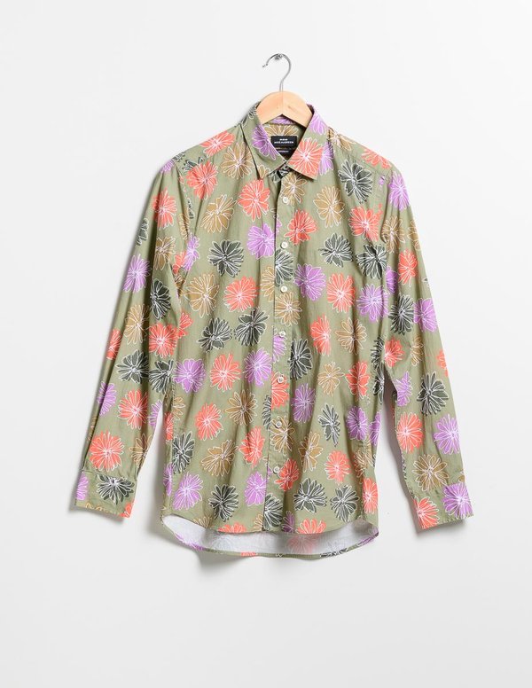 Chemise à fleurs modern fit à manches longues vert Chemise à fleurs modern fit à manches longues vert