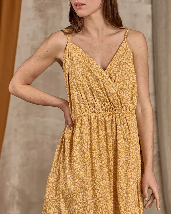 Robe longue imprimée jaune