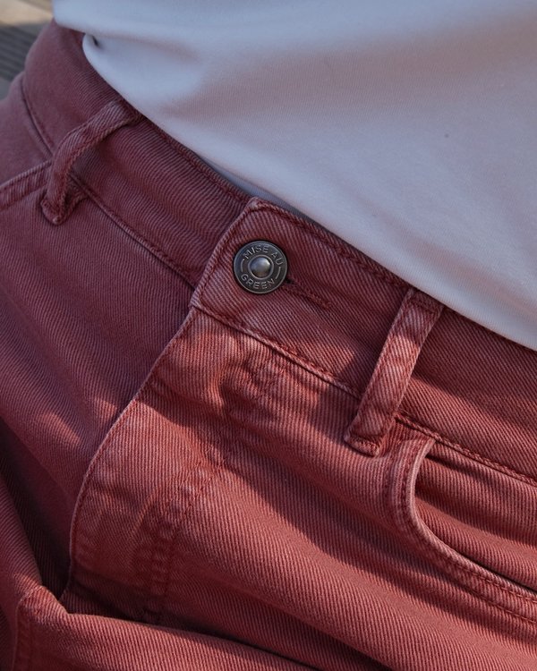 Pantalon coupe mom en denim uni rose Pantalon coupe mom en denim uni rose