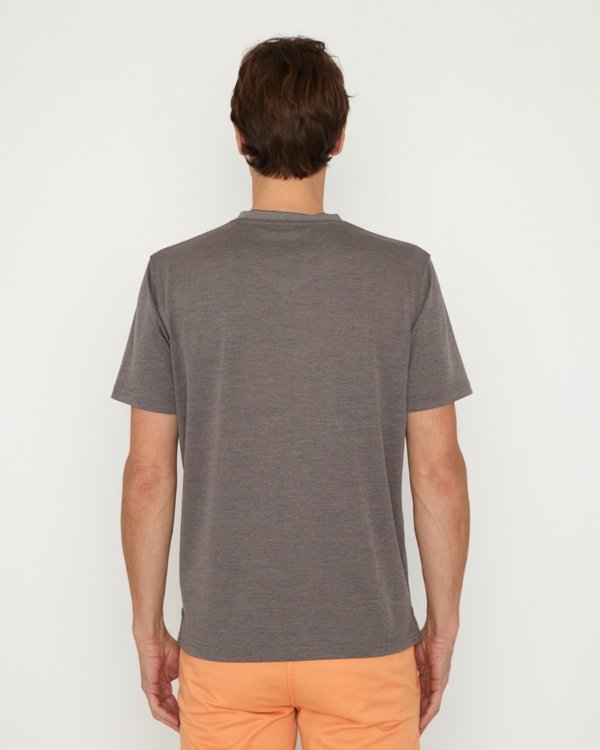 T-shirt manches courtes à col V uni en coton gris