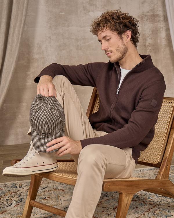 Cardigan zippé col montant beige