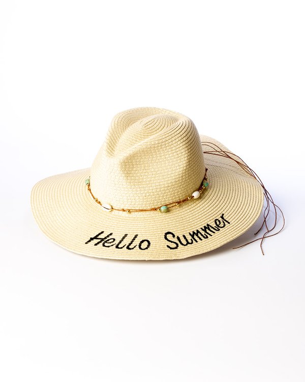 Chapeau été broderie Hello Summer beige Chapeau été broderie Hello Summer beige