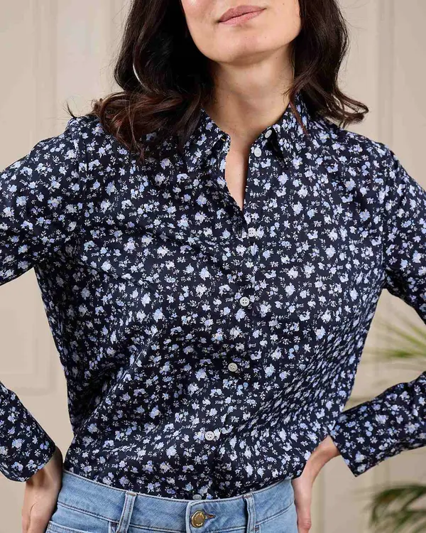 Chemise imprimée Émilia bleu