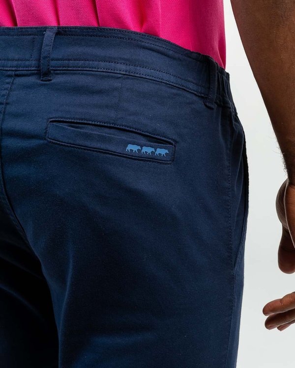 Pantalon chino Lucas taille élastique en coton bleu