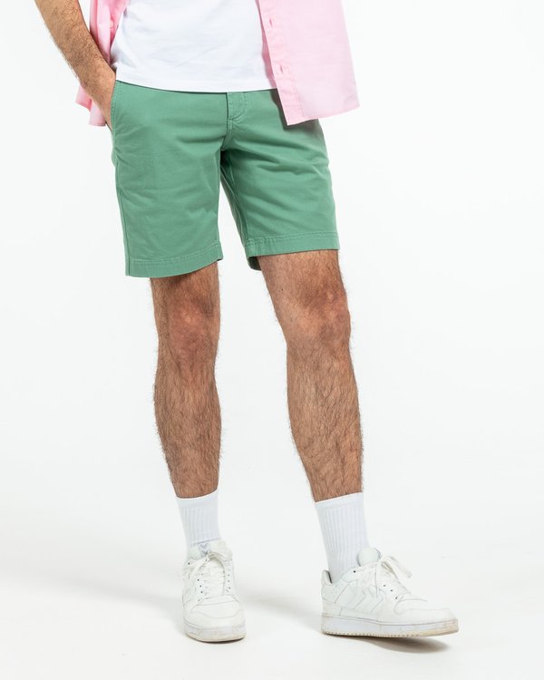 Bermuda chino uni taille élastique en coton vert Bermuda chino uni taille élastique en coton vert