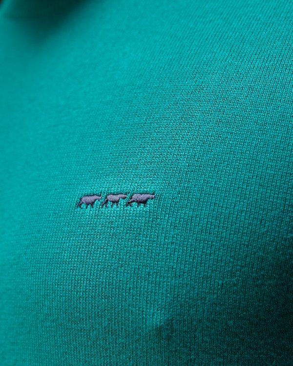 Pull Achille à col rond manches longues en coton et cachemire bleu
