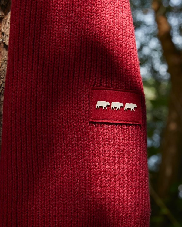 Echarpe unie en maille patch trois vaches coton cachemire rouge