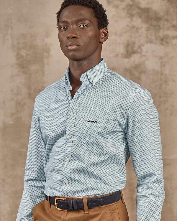 Chemise micro motifs blanc