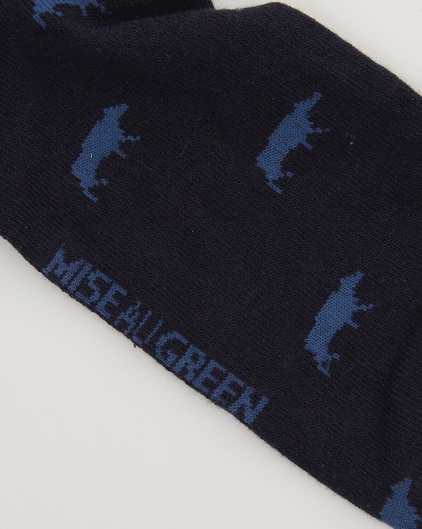 Chaussettes jacquard à motifs vaches en coton bleu