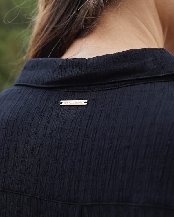 Chemisier à empiècement plissé en viscose jacquard noir