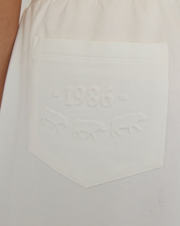 Pantalon 7/8 molletonné uni taille élastique blanc