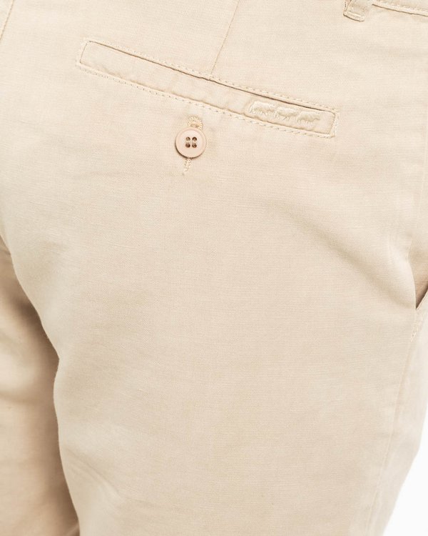 Bermuda coupe chino uni en coton et lin beige