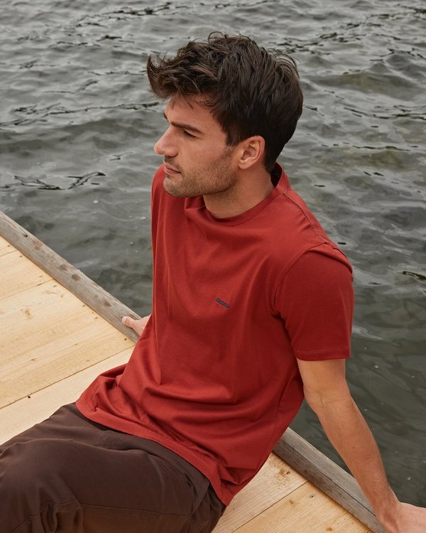 T-shirt modern fit Ethan uni manches courtes col rond coton marron T-shirt modern fit Ethan uni manches courtes col rond coton marron