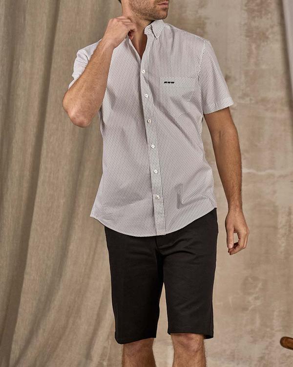 Chemise micro motifs blanc