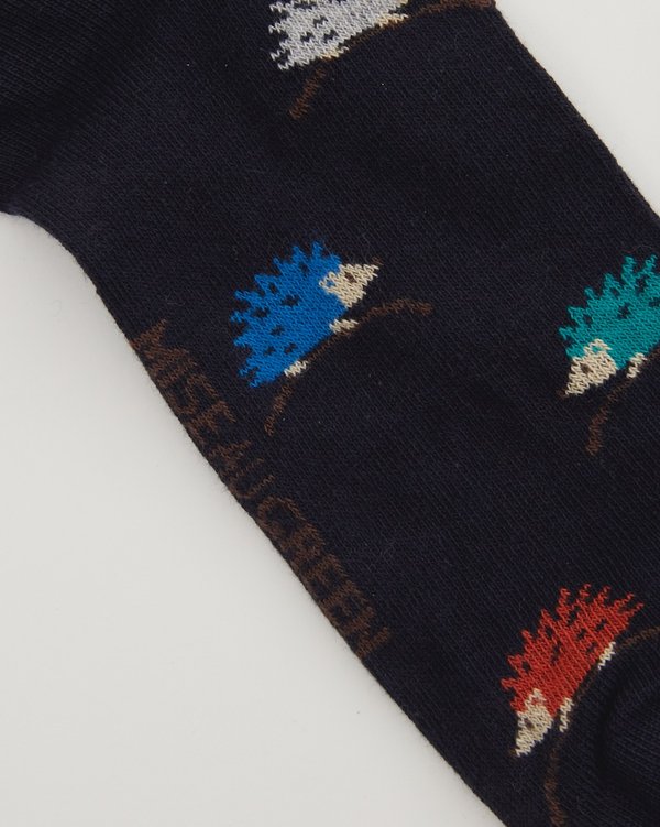 Chaussettes jacquard à motifs hérissons bleu