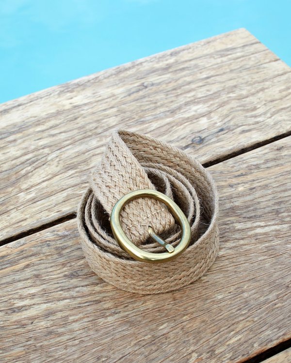 Ceinture tressée en jute à boucle beige Ceinture tressée en jute à boucle beige
