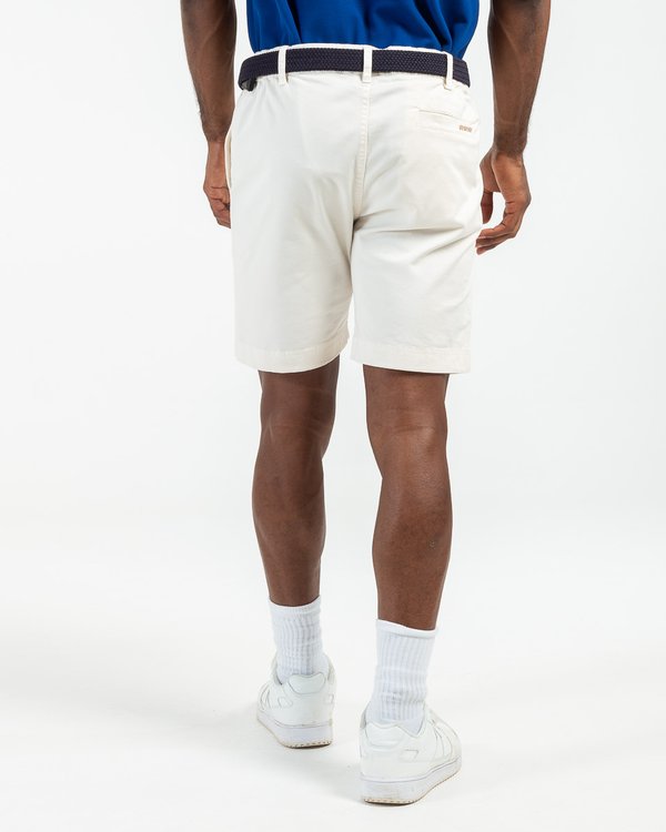 Bermuda chino uni taille élastique en coton blanc