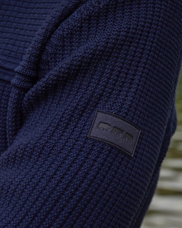 Pull jacquard à manches longues 50% Mérinos bleu Pull jacquard à manches longues 50% Mérinos bleu
