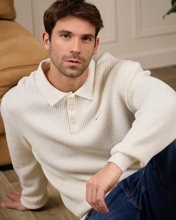 Pull col polo Guilem beige