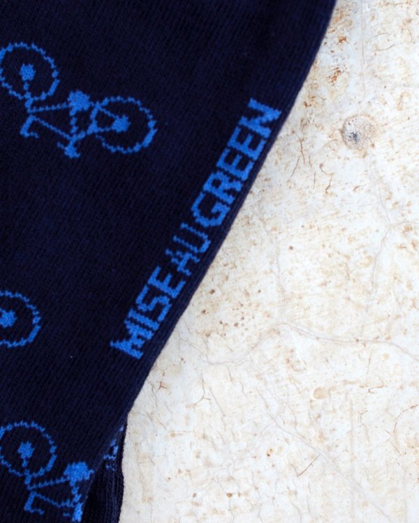 Chaussettes motifs vélos en coton bleu
