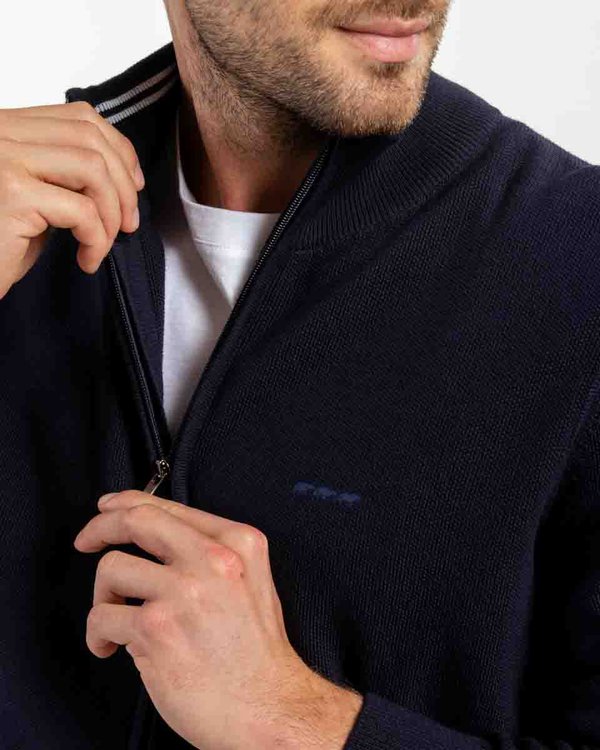 Cardigan uni zippé coton Standard 100 by OEKO-TEX® bleu