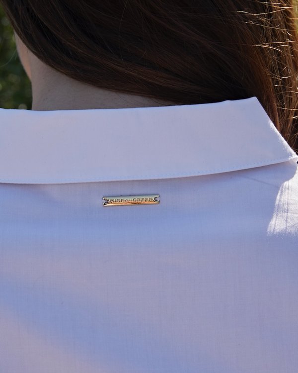 Chemisier uni à manches courtes broderie 3 vaches blanc Chemisier uni à manches courtes broderie 3 vaches blanc
