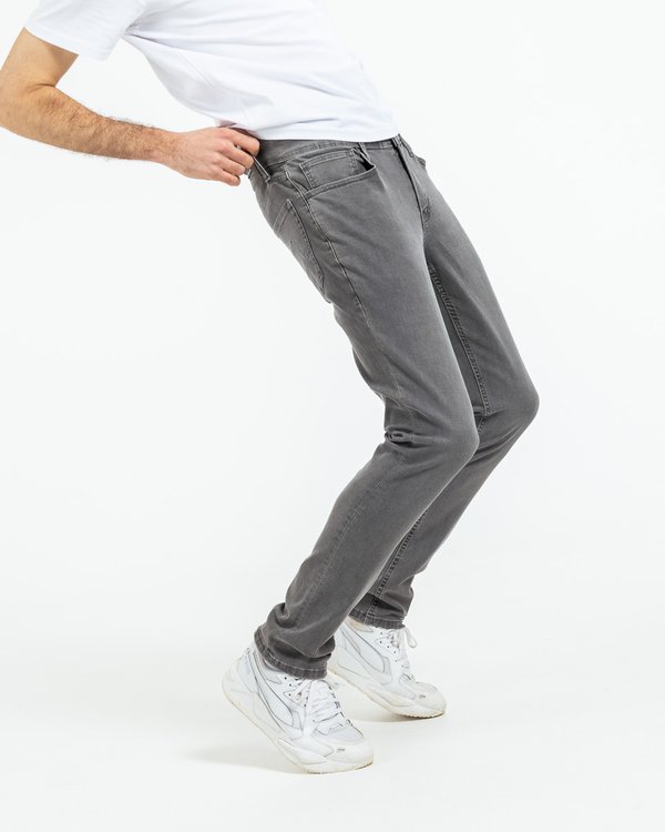 Jean modern fit uni coton et élasthanne gris