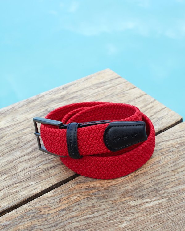Ceinture tressée unie à boucle vert