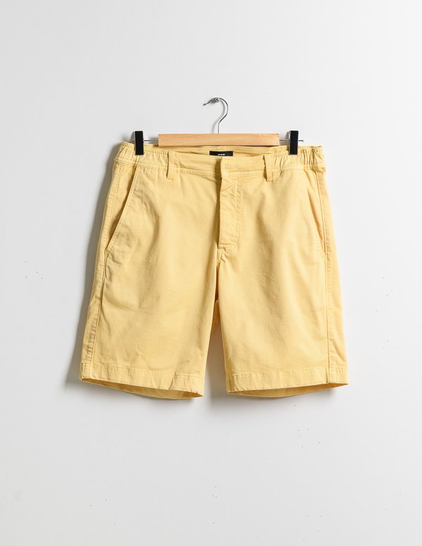 Bermuda chino uni taille élastique en coton jaune