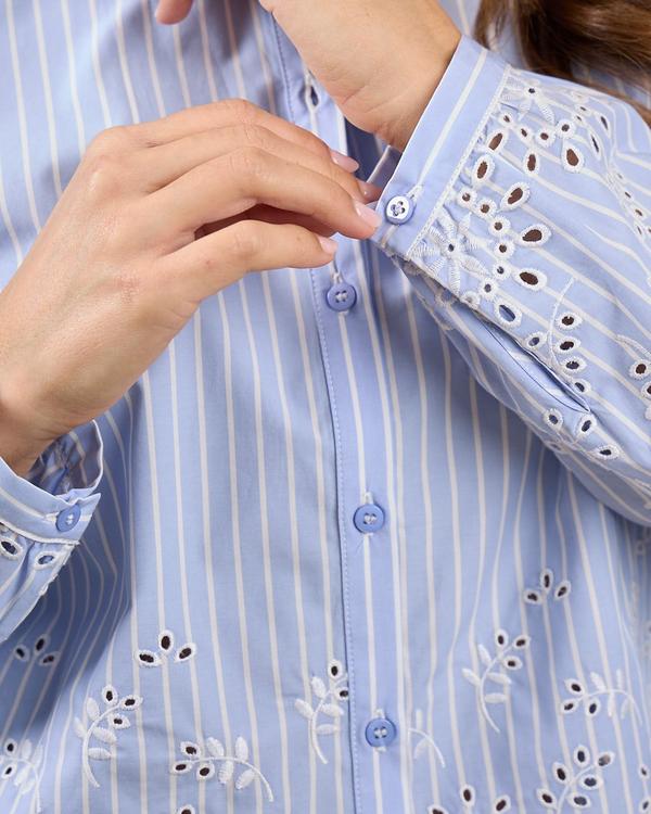 Chemise broderies Gillia bleu