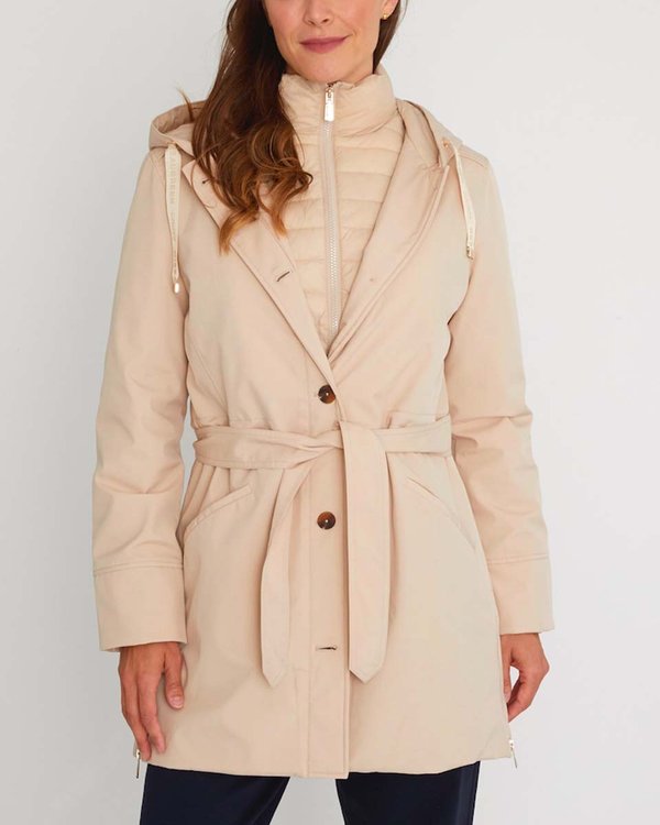 Parka imperméable unie effet 2 en 1 à capuche beige Parka imperméable unie effet 2 en 1 à capuche beige