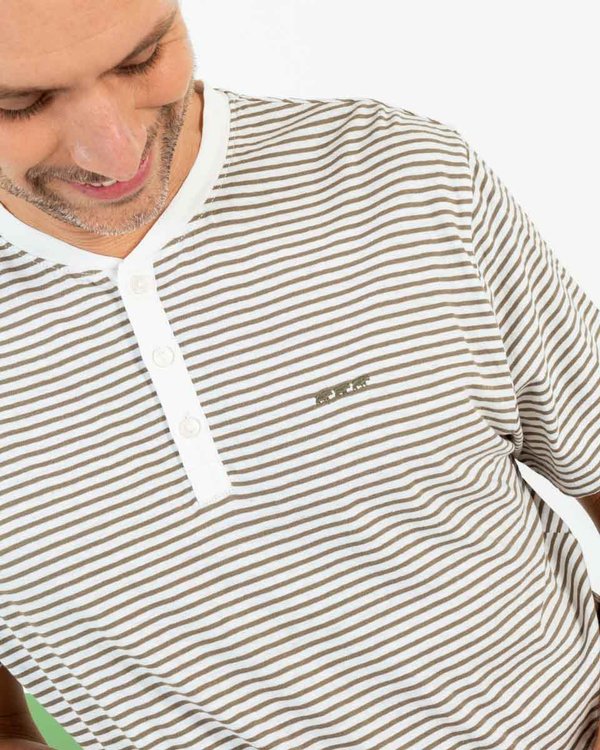T-shirt col tunisien à rayures Standard 100 by OEKO-TEX® vert
