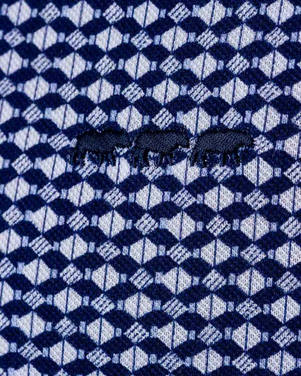 Chemise fantaisie à manches courtes en coton bleu