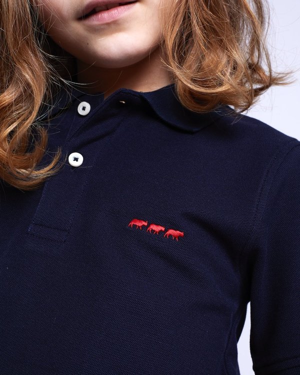 Polo Douglas enfant manches courtes en coton bleu Polo Douglas enfant manches courtes en coton bleu