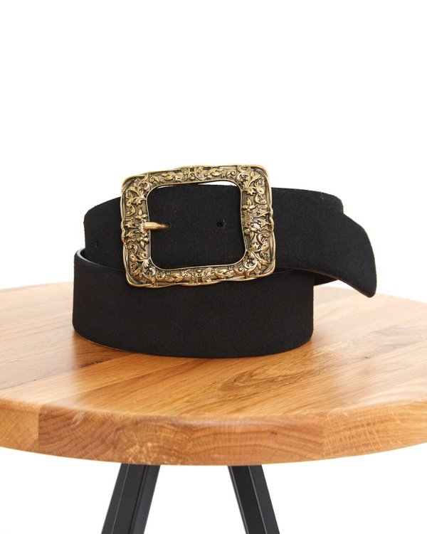 Ceinture unie à boucle en cuir noir