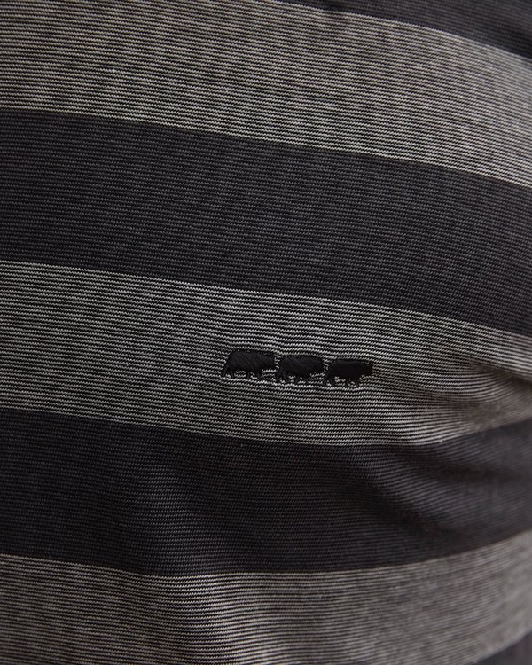 T-shirt manches courtes rayé col ras du cou en coton gris