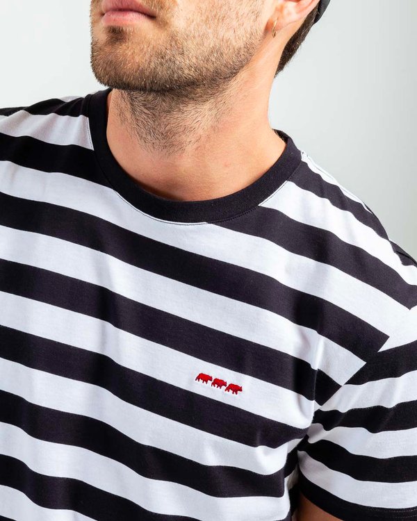 T-shirt rayé regular fit manches courtes en coton bleu T-shirt rayé regular fit manches courtes en coton bleu