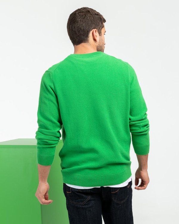 Pull uni Noah col rond en coton issu de l'agriculture biologique vert Pull uni Noah col rond en coton issu de l'agriculture biologique vert