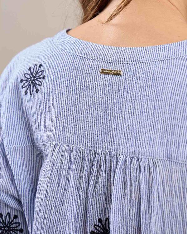 Chemise seersucker Gretel bleu