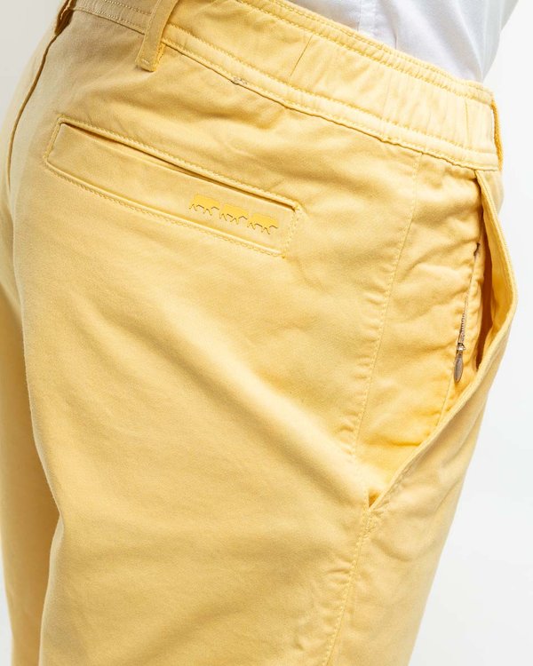 Bermuda chino uni taille élastique en coton jaune