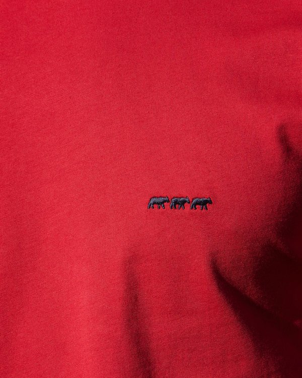 T-shirt cintré uni manches courtes col rond coton rouge