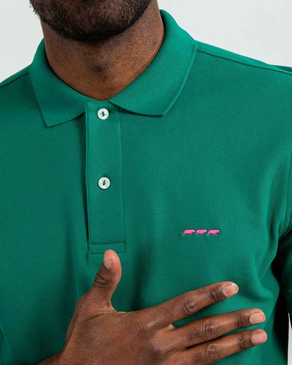 Polo piqué Douglas coupe droite manches courtes uni vert