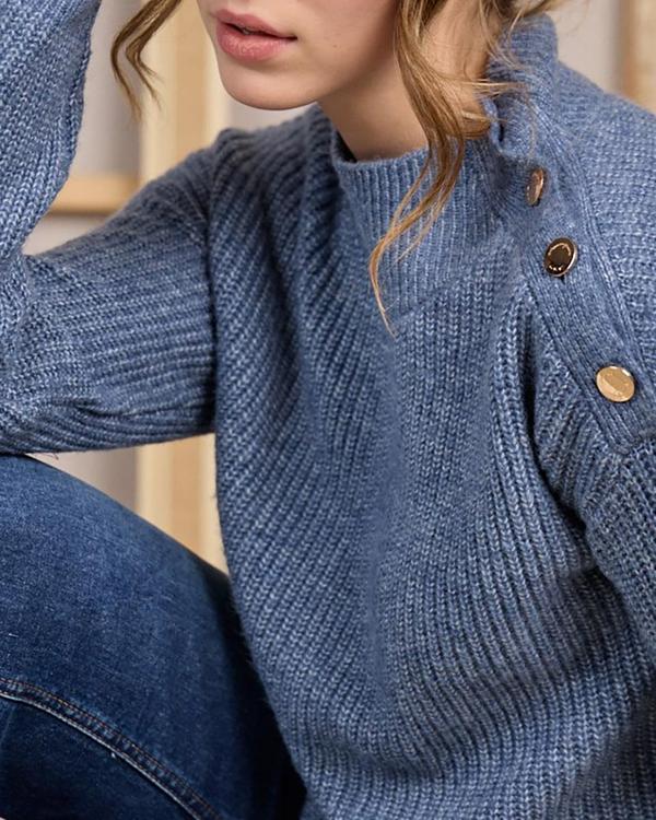 Pull col cheminée bleu