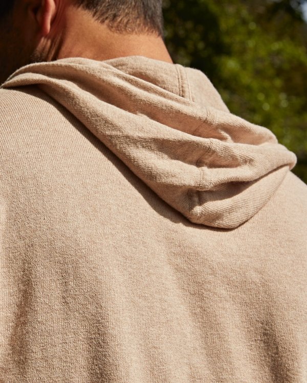 Pull à capuche en maille poches kangourou coton cachemire beige