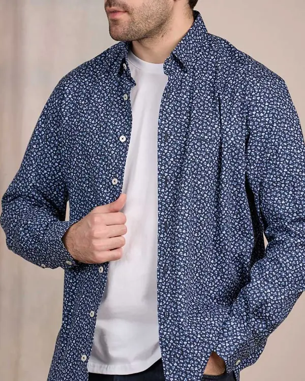 Chemise à imprimé floral bleu