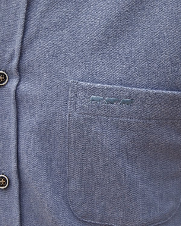 Chemise confort manches longues unie en coton bleu