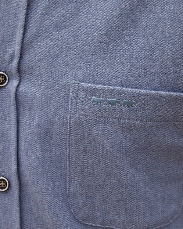 Chemise confort manches longues unie en coton bleu Chemise confort manches longues unie en coton bleu