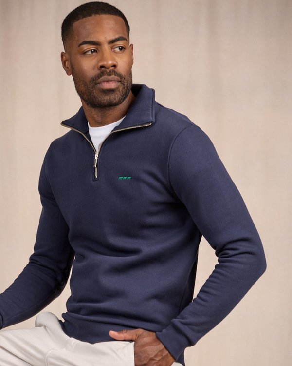 Sweat uni col camionneur bleu Sweat uni col camionneur bleu