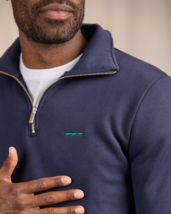 Sweat uni col camionneur bleu Sweat uni col camionneur bleu